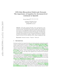 LTG-Oslo Hierarchical Multi-task Network: The importance of negation for
  document-level sentiment in Spanish