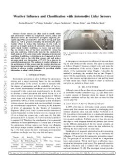 Weather Influence and Classification with Automotive Lidar Sensors