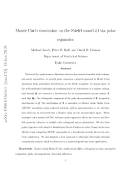 Monte Carlo simulation on the Stiefel manifold via polar expansion