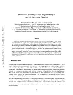 Declarative Learning-Based Programming as an Interface to AI Systems