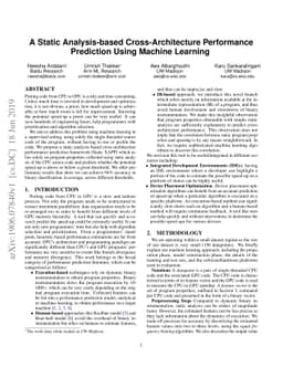 A Static Analysis-based Cross-Architecture Performance Prediction Using
  Machine Learning