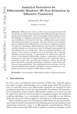 Analytical Derivatives for Differentiable Renderer: 3D Pose Estimation
  by Silhouette Consistency