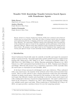 Transfer NAS: Knowledge Transfer between Search Spaces with Transformer
  Agents