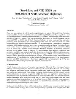 Standalone and RTK GNSS on 30,000 km of North American Highways