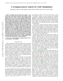A Grasping-centered Analysis for Cloth Manipulation
