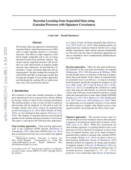 Bayesian Learning from Sequential Data using Gaussian Processes with
  Signature Covariances