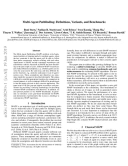 Multi-Agent Pathfinding: Definitions, Variants, and Benchmarks