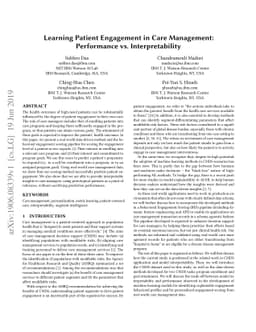Learning Patient Engagement in Care Management: Performance vs.
  Interpretability