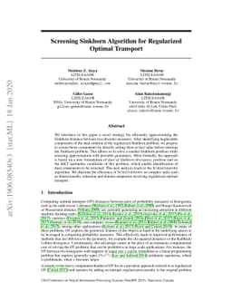 Screening Sinkhorn Algorithm for Regularized Optimal Transport