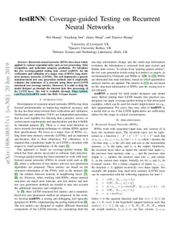 testRNN: Coverage-guided Testing on Recurrent Neural Networks