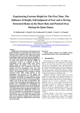 Experiencing Extreme Height for The First Time: The Influence of Height,
  Self-Judgment of Fear and a Moving Structural Beam on the Heart Rate and
  Postural Sway During the Quiet Stance