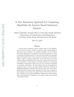 A New Statistical Approach for Comparing Algorithms for Lexicon Based
  Sentiment Analysis