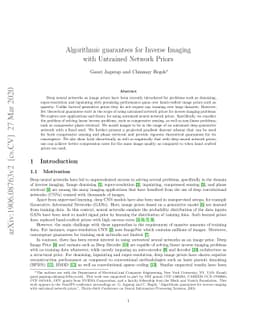 Algorithmic Guarantees for Inverse Imaging with Untrained Network Priors