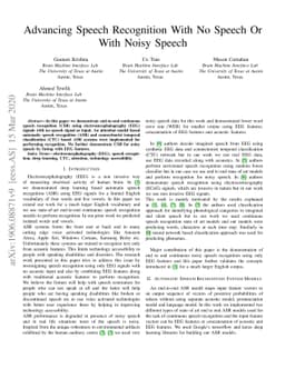 Advancing Speech Recognition With No Speech Or With Noisy Speech