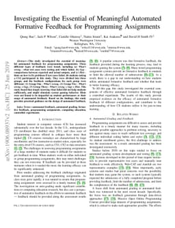 Investigating the Essential of Meaningful Automated Formative Feedback
  for Programming Assignments