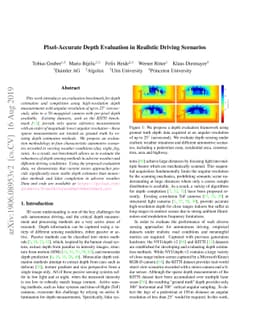 Pixel-Accurate Depth Evaluation in Realistic Driving Scenarios