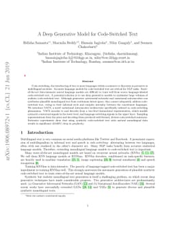 A Deep Generative Model for Code-Switched Text