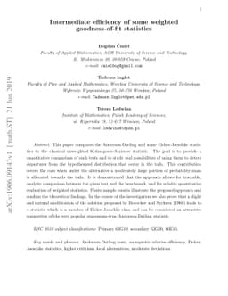 Intermediate efficiency of some weighted goodness-of-fit statistics