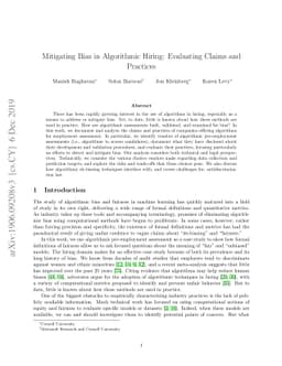 Mitigating Bias in Algorithmic Hiring: Evaluating Claims and Practices