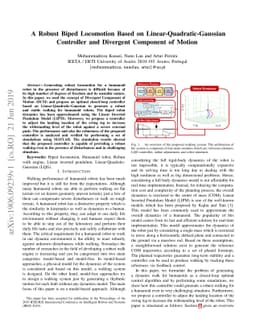A Robust Biped Locomotion Based on Linear-Quadratic-Gaussian Controller
  and Divergent Component of Motion