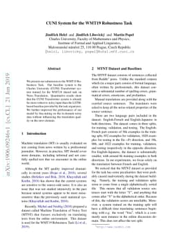CUNI System for the WMT19 Robustness Task