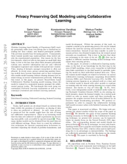 Privacy Preserving QoE Modeling using Collaborative Learning