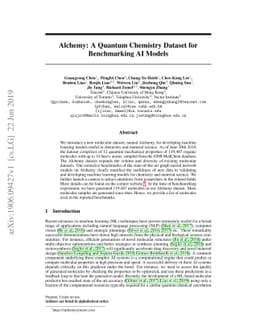 Alchemy: A Quantum Chemistry Dataset for Benchmarking AI Models