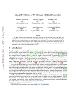 Image Synthesis with a Single (Robust) Classifier