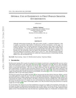 Optimal Use of Experience in First Person Shooter Environments