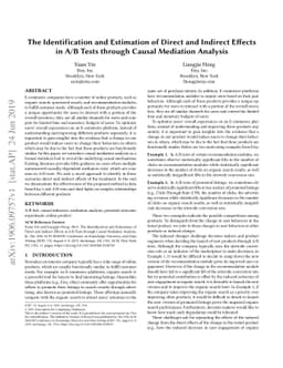 The Identification and Estimation of Direct and Indirect Effects in A/B
  Tests through Causal Mediation Analysis