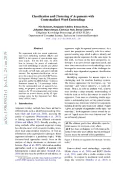 Classification and Clustering of Arguments with Contextualized Word
  Embeddings