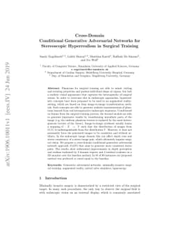 Cross-Domain Conditional Generative Adversarial Networks for
  Stereoscopic Hyperrealism in Surgical Training