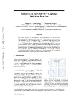 Variations on the Chebyshev-Lagrange Activation Function