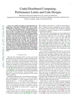 Coded Distributed Computing: Performance Limits and Code Designs