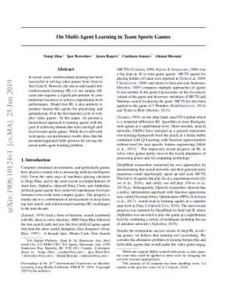On Multi-Agent Learning in Team Sports Games