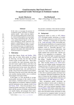 Good Secretaries, Bad Truck Drivers? Occupational Gender Stereotypes in
  Sentiment Analysis