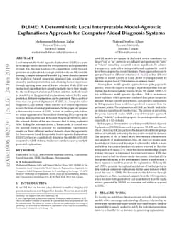 DLIME: A Deterministic Local Interpretable Model-Agnostic Explanations
  Approach for Computer-Aided Diagnosis Systems