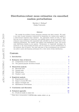 Distribution-robust mean estimation via smoothed random perturbations