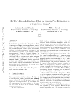 EKFPnP: Extended Kalman Filter for Camera Pose Estimation in a Sequence
  of Images