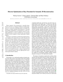 Discrete Optimization of Ray Potentials for Semantic 3D Reconstruction