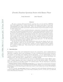 (Pseudo) Random Quantum States with Binary Phase