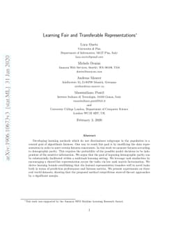 Learning Fair and Transferable Representations