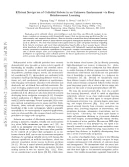 Efficient Navigation of Colloidal Robots in an Unknown Environment via
  Deep Reinforcement Learning
