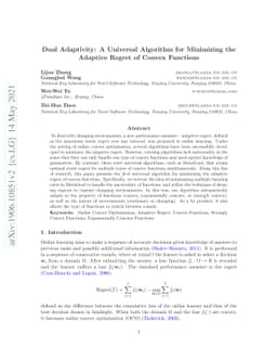 Dual Adaptivity: A Universal Algorithm for Minimizing the Adaptive
  Regret of Convex Functions