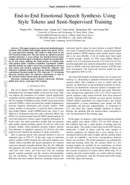 End-to-End Emotional Speech Synthesis Using Style Tokens and
  Semi-Supervised Training