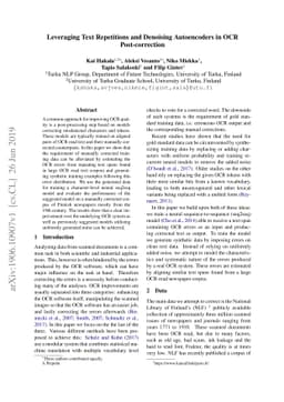 Leveraging Text Repetitions and Denoising Autoencoders in OCR
  Post-correction