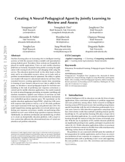 Creating A Neural Pedagogical Agent by Jointly Learning to Review and
  Assess