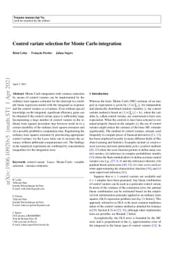 Control variate selection for Monte Carlo integration