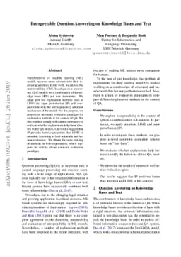 Interpretable Question Answering on Knowledge Bases and Text