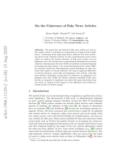 On the Coherence of Fake News Articles